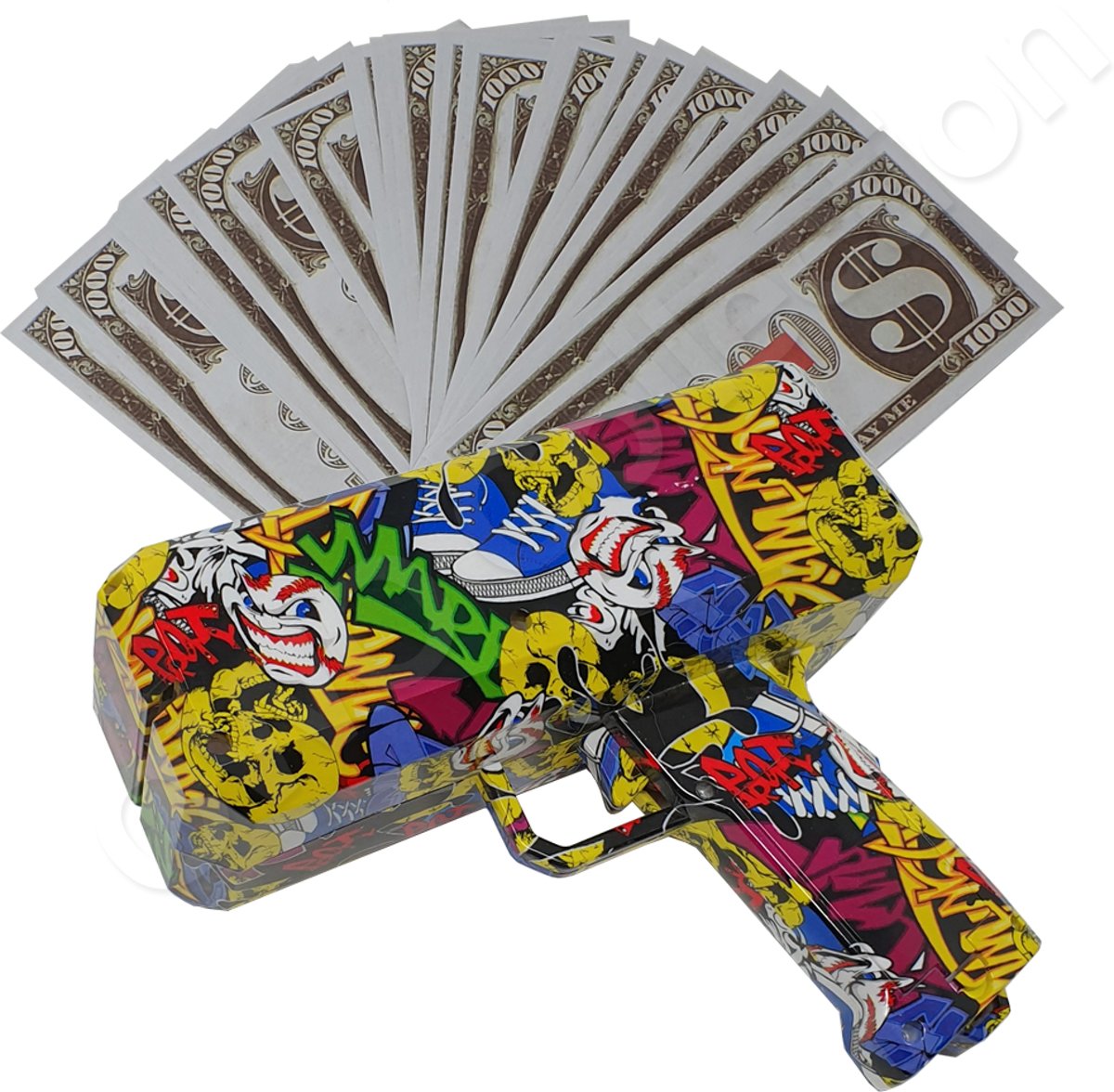 OWO - Money gun geld pistool cash cannon | Moneygun | Cashgun | Cashcannon | Geldpistool - inclusief nep geld - GRAFFITI